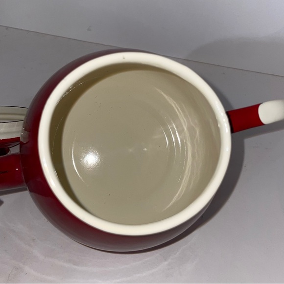 Red Enamelware Tea Kettle 1907 by Emalia Olkusz Stovetop Tea Pot Poland - Picture 8 of 10